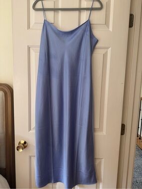 J. Crew Satin Slip Dress in Periwinkle Blue